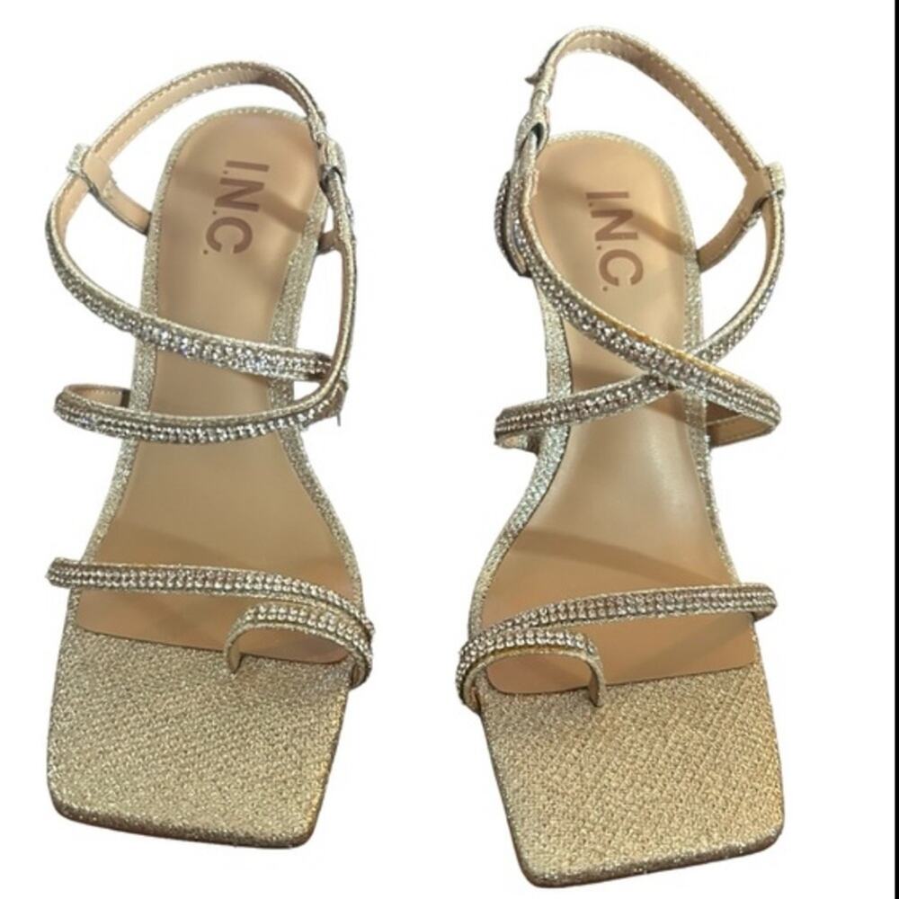 INC Arti Strappy Dress Heels Sparkly  Square Toe Sleek Stiletto Heel NEW SZ 8.5 - Picture 5 of 11